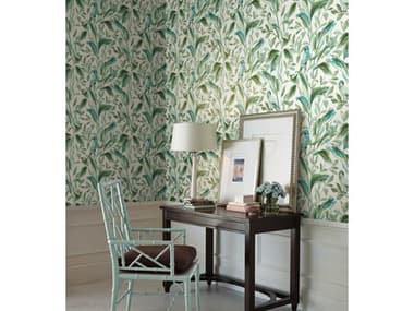 York Wallcoverings Tropics Resource Library White Aqua Tropical Love Birds Wallpaper YWTC2654