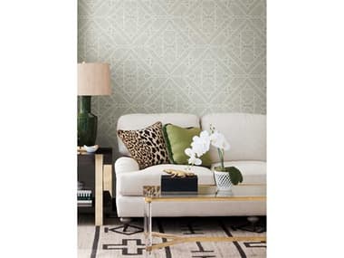 York Wallcoverings Tropics Resource Library Grey Diamond Macrame Wallpaper YWTC2701