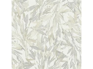 York Wallcoverings Antonina Vella Natural Opalescence Cream Grey Rainforest Leaves Wallpaper YWY6230702