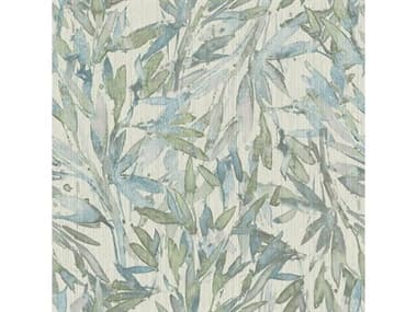 York Wallcoverings Antonina Vella Natural Opalescence Blue Green Rainforest Leaves Wallpaper YWY6230704