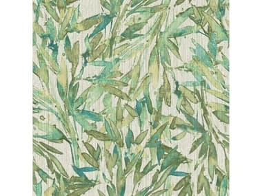 York Wallcoverings Antonina Vella Natural Opalescence Teal Rainforest Leaves Wallpaper YWY6230705