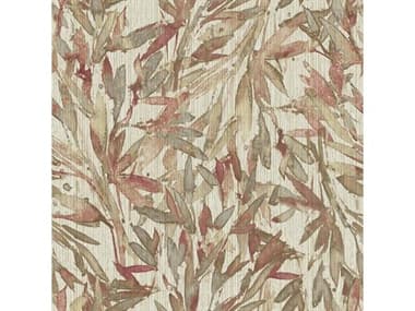 York Wallcoverings Antonina Vella Natural Opalescence Red Warm Grey Rainforest Leaves Wallpaper YWY6230706