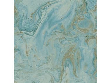 York Wallcoverings Antonina Vella Natural Opalescence Bright Blue Gold Metallic Oil Marble Wallpaper YWY6231206