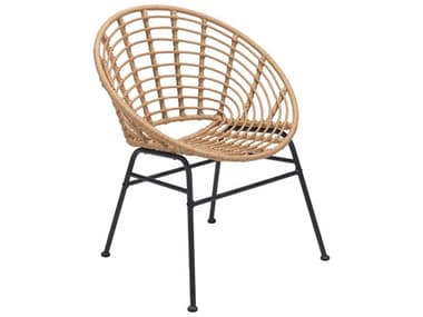 Zuo Outdoor Cohen Steel Wicker Natural Dining Arm Chair Set of Two ZD703939