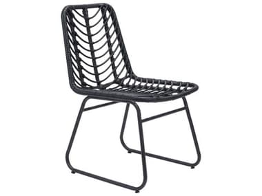 Zuo Outdoor Laporte Steel Wicker Black Dining Side Chair Set of Two ZD703944