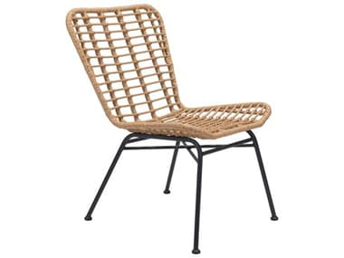 Zuo Outdoor Lorena Steel Wicker Natural Dining Side Chair Set of Two ZD703945