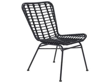 Zuo Outdoor Lorena Steel Wicker Black Dining Side Chair Set of Two ZD703946