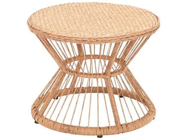 Zuo Outdoor Ghente Aluminum Wicker Beige &amp; Natural 19.7'' Round Coffee Table ZD703977