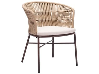 Zuo Outdoor Freycinet Natural 25.2'' W x 26'' D x 30.7'' H Rope Cushion Side Dining Chair ZD703988