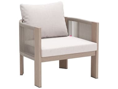 Zuo Outdoor Rebel Beige Faux Wood Cushion Lounge Chair ZD704022