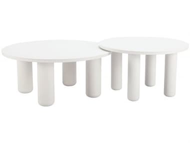 Zuo Outdoor Ola White Aluminum Round Coffee Table, Set of 2 ZD704075