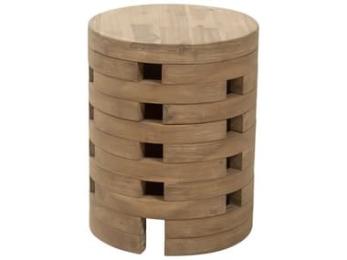 Zuo Outdoor Mado Natural Brown Wood Round End Table ZD704103