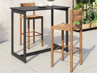 Zuo Outdoor Iska Wicker Side Stationary Patio Bar Stool ZD704158SET