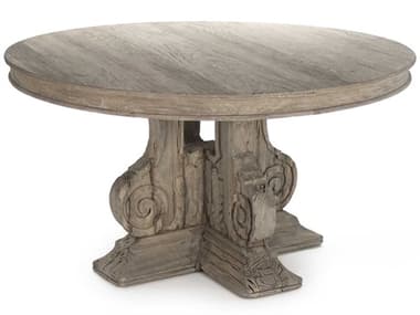 Zentique 54" Round Wood Weathered Dining Table ZENLIS132586