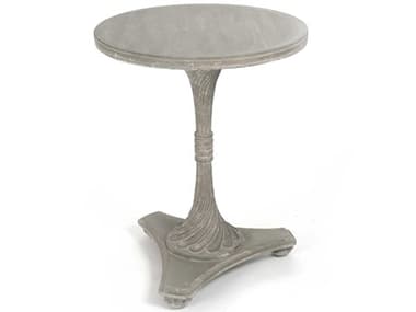 Zentique 23" Round Wood Distressed Grey End Table ZENLISH111386