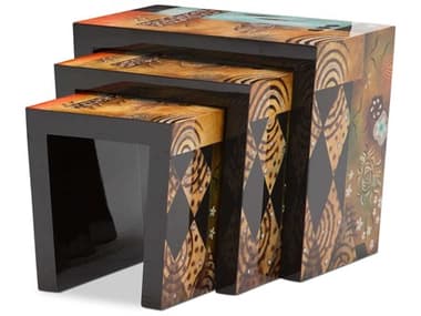 Michael Amini Illusions Gold / Green Natural Multi 32'' Wide Square Nesting Table AICFSILUSN039