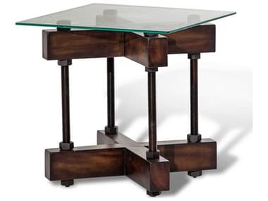 Michael Amini Killington Tempered Glass / Mahogany 23'' Wide Square End Table AICFSKLGTN202