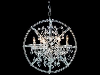 Michael Amini Pena 25" Wide 6-Light Chrome Clear Crystal Glass Candelabra Round Chandelier AICLTCH9206CLR