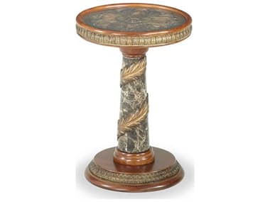 Michael Amini Villa Valencia Glass / Classic Chestnut 18'' Wide Round Pedestal Table AIC7222255