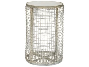 Aidan Gray Basket 16" Round Marble Weathered Zinc End Table AIDG154