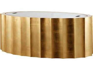 Aidan Gray 48" Oval Glass Gold Coffee Table AIDF119GLD