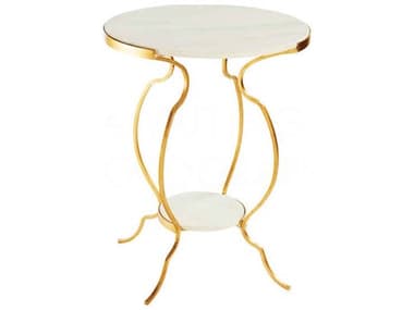 Aidan Gray Portrack 20" Round Gold Marble End Table AIDF272LGLD