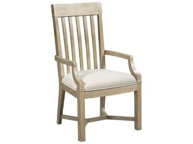 American Drew Litchfield Hardwood Beige Fabric Upholstered Arm Dining Chair AD750637D
