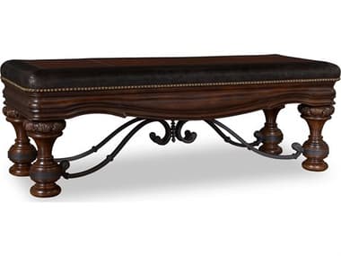 A.R.T. Furniture Valencia 20" Dark Oak Brown Leather Upholstered Accent Bench AT2091482304