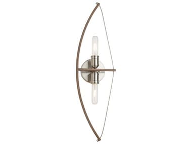 Artcraft Arco 27" Tall 2-Light Faux Wood Brushed Nickel Wall Sconce ACAC11485