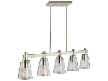 Artcraft Clarence 43" 5-Light Brushed Nickel Glass LED Round Tiered Island Pendant ACAC10764BN