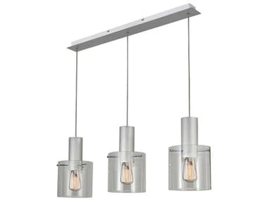 Artcraft Henley 39&quot; 3-Light Brushed Aluminum Clear Glass Silver LED Cylinder Geometric Island Pendant ACAC11522CL
