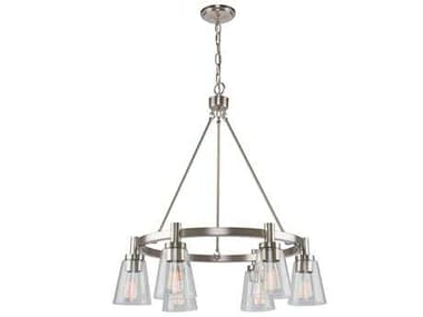 Artcraft Lux 28" Wide 6-Light Brushed Nickel Glass LED Round Chandelier ACAC10765BN
