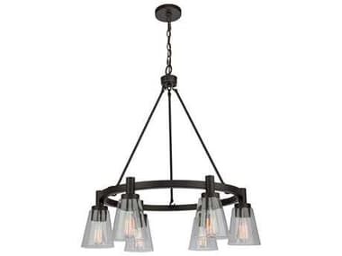 Artcraft Lux 28" Wide 6-Light Oil Rubbed Bronze Glass LED Round Chandelier ACAC10765OB