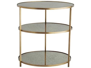 Arteriors Home Percy  Round Antique Mirror Brass End Table ARH6553