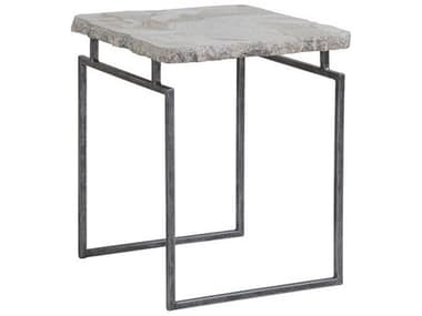 Artistica Gregory 18" Square Fossilized White Clam Shell With Antique Iron End Table ATS2030957