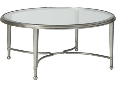 Artistica Metal Designs Sangiovese 42" Round Glass Antique Silver Leaf Cocktail Table ATS201194347
