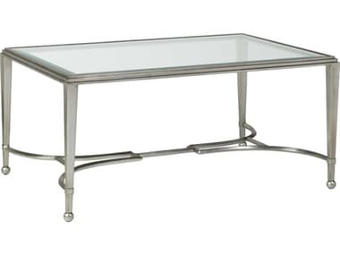 Artistica Metal Designs Sangiovese 42" Rectangular Glass Antique Silver Leaf Cocktail Table ATS201194547