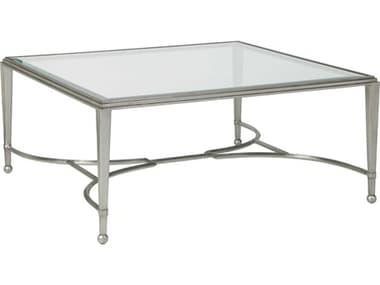 Artistica Metal Designs Sangiovese 42" Square Glass Antique Silver Leaf Cocktail Table ATS201194747
