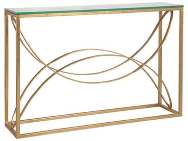 Artistica Metal Designs Ellipse 54&quot; Rectangular Glass Gold Leaf Console Table ATS223496648
