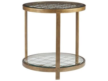 Artistica Metal Designs Royere 24" Round Glass Antique Copper End Table ATS200995343