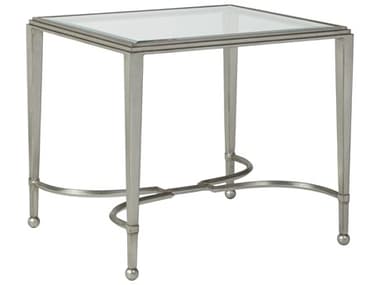 Artistica Metal Designs Sangiovese 24" Rectangular Glass Antique Silver Leaf End Table ATS201195947