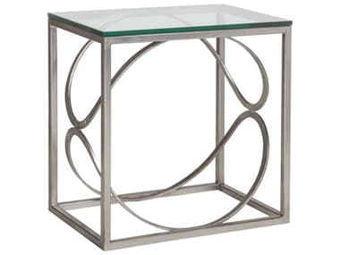 Artistica Metal Designs Ellipse 18" Rectangular Glass Silver Leaf End Table ATS223495547