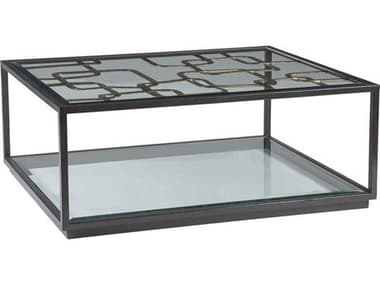 Artistica Moxie 36" Rectangular Glass Antique Black With Glazed Gold Foil Cocktail Table ATS2051945C