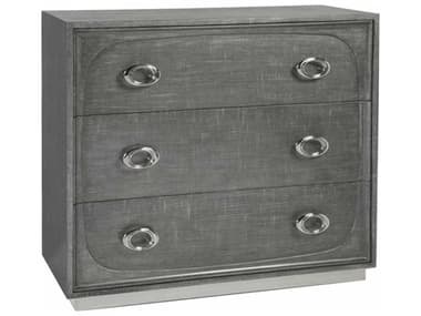 Artistica Signature Designs 42" Wide 3-Drawers Gray Silver Polished Stainless Steel Beech Wood Accent Chest ATS012203973