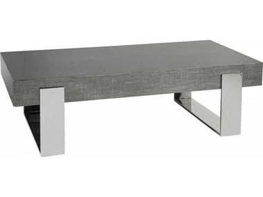 Artistica Signature Designs Iridium 56" Rectangular Wood Gray Silver Polished Stainless Steel Cocktail Table ATS012203945