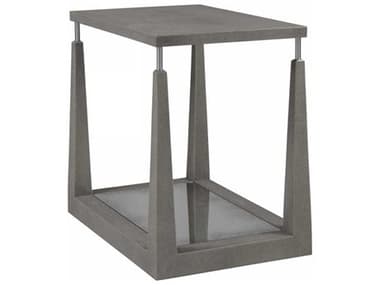 Artistica Signature Designs Ascension 18" Rectangular Warm Gray Shagreen Antique Mirror Faux Leather End Table ATS012202955
