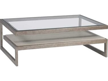 Artistica Soiree " Rectangular Glass Antiqued Silver Leaf Light Gray Cocktail Table ATS2128945