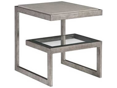 Artistica Soiree &quot; Rectangular Wood Antiqued Silver Leaf Light Gray End Table ATS2128955