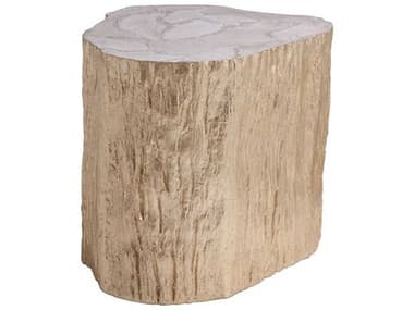 Artistica Trunk Segment 21" White Fossilized Shell With Silver Leaf End Table ATS2036952