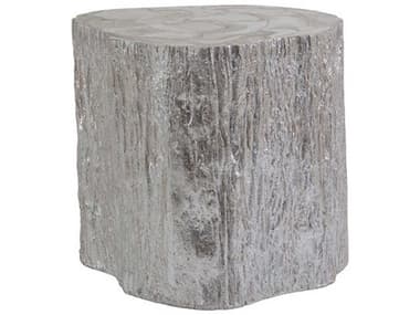 Artistica Trunk Segment 21" White Fossilized Shell With Silver Leaf End Table ATS2037952